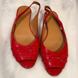 Hermes Red Patent Slingback Sandals